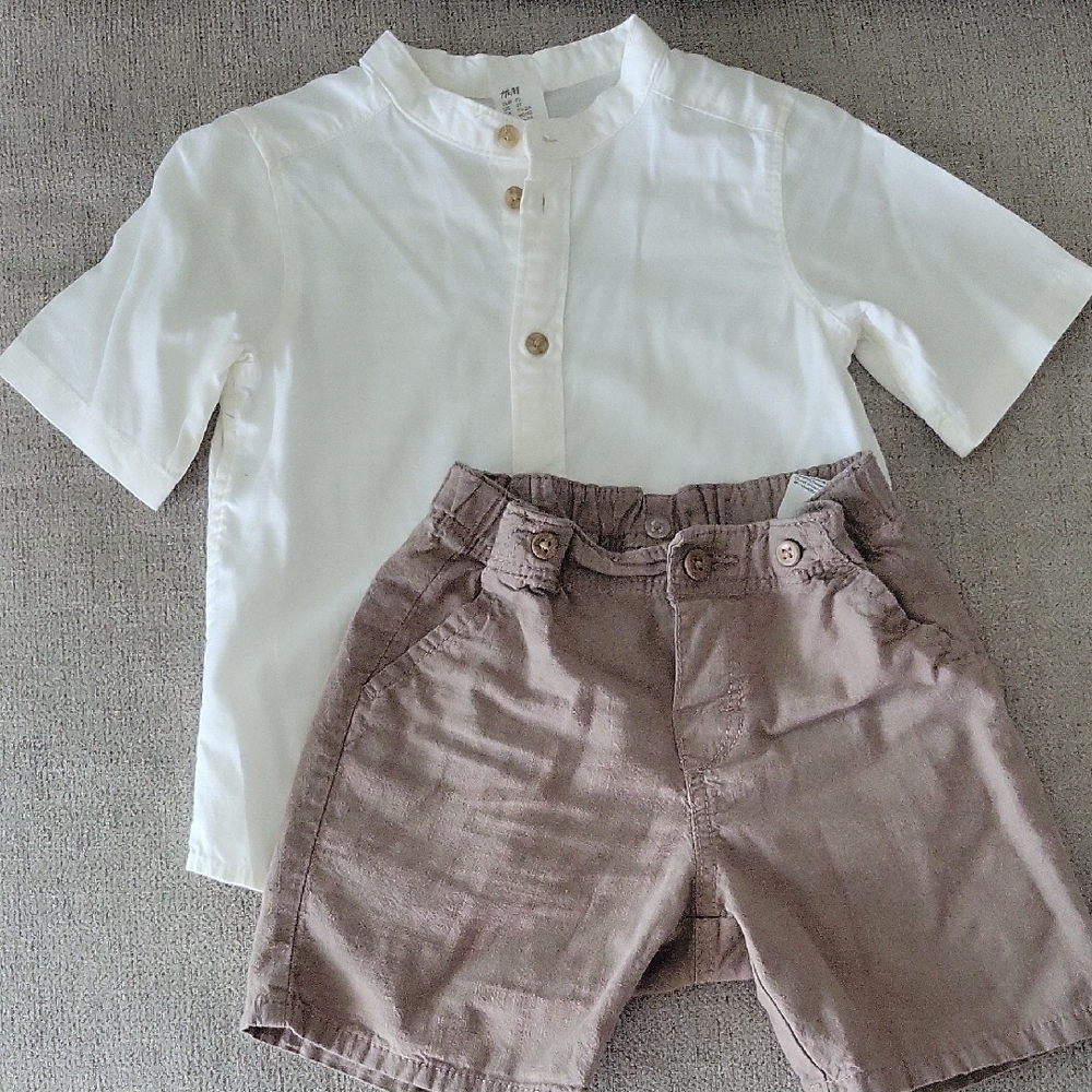 White Shirt and Brown Shorts Set